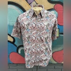 Vintage Men’s Hawaii Multi Color Graphic Button Down Shirt Sleeve Shirt - Medium